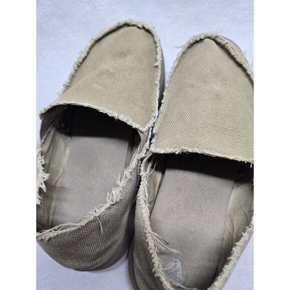Crocs Santa Cruz Canvas Slip-On Shoes Loafers Men's 10 Tan Khaki Distressed Vibe - Picture 3 of 16